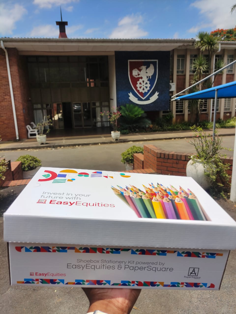 PaperSquare stationery shoebox delivered at a school